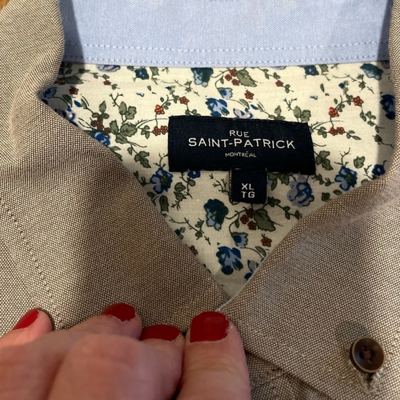RUE SAINT-PATRICK Grey Beige Button-Up Shirt XL - Picture 2 of 8